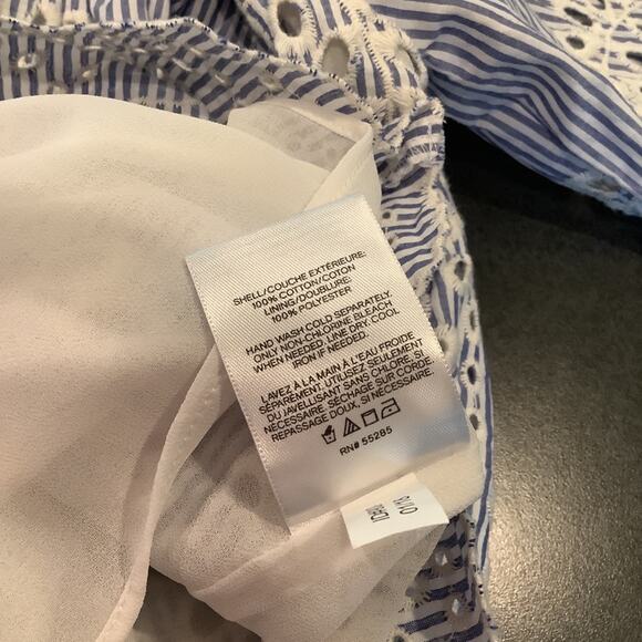 Express Off Shoulder Gathered Peasant Top Floral Eyelet Embroidery Cutouts - Picture 12 of 12